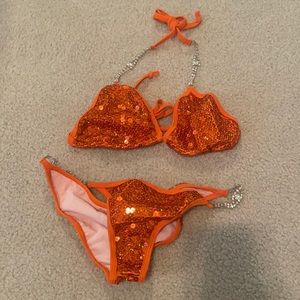 Orange sequin bikini